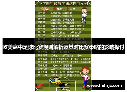 欧美高中足球比赛规则解析及其对比赛策略的影响探讨